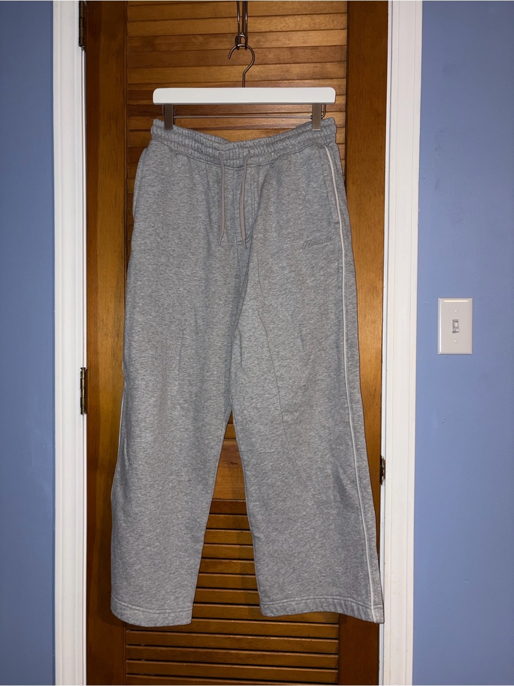 Hollister Gray Men’s Fleece Joggers with Side Stripe